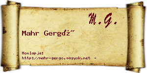 Mahr Gergő névjegykártya